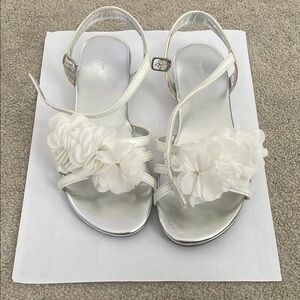 George White Floral Kids Sandals